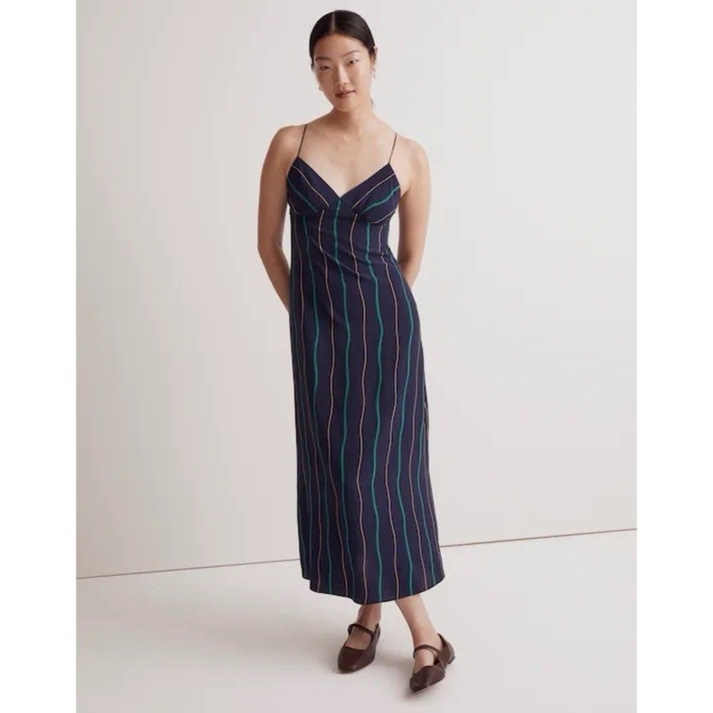 Madewell The Layton Midi Slip Dress Women's Size 10 Stripes Sold Out